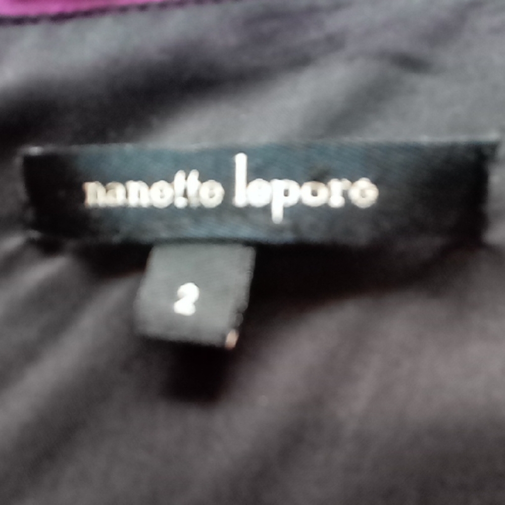 Nanette Lepore Ruched Faux Wrap Magenta Midi Dress V-Neck Stretch Jersey Size 2 - Picture 7 of 8